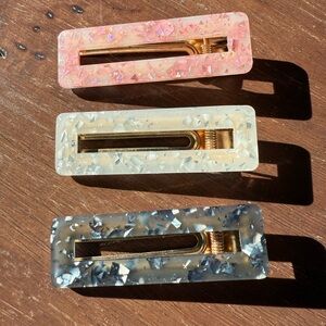 Set of Three Resin Hair Clips